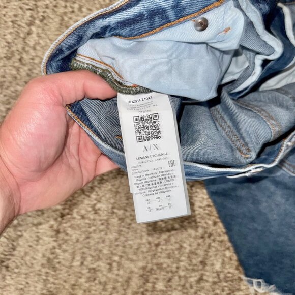 Armani Exchange Men's Blue Denim Jean Shorts Cutoff Size 32 - Picture 4 of 8